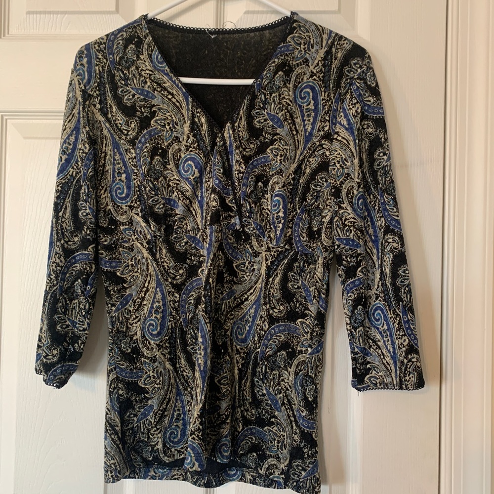 Blue and Black 90s Vintage Top
